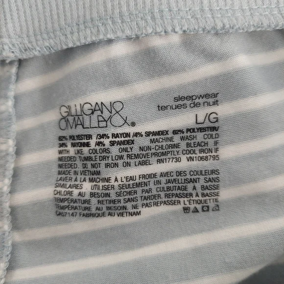 Gilligan & O'Malley pajama pants Large blue white stripes joggers drawstring - Picture 2 of 8